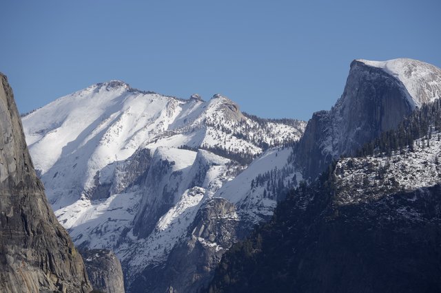 Snow-Covered Peaks of Yosemite Valley in Winter