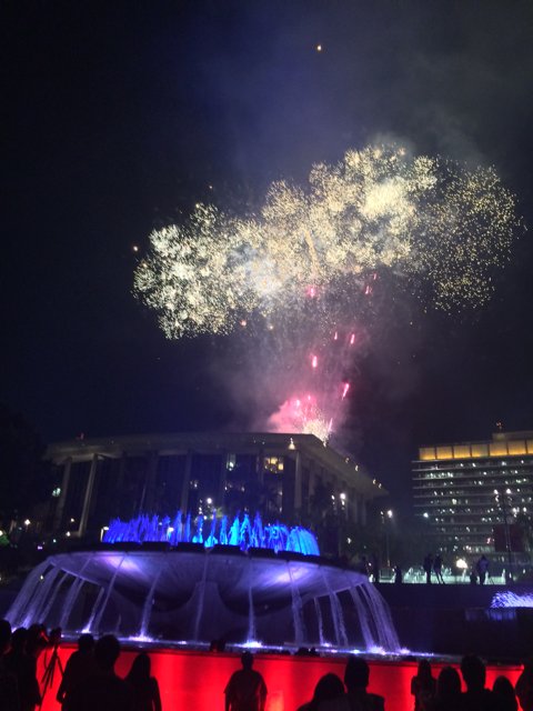 Fireworks Over Fountain at Civic Center Mall