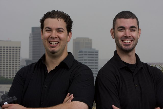 Smiling Black Shirted Duo