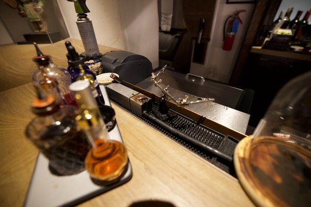 Vintage Turntable and Whiskey Tasting Setup
