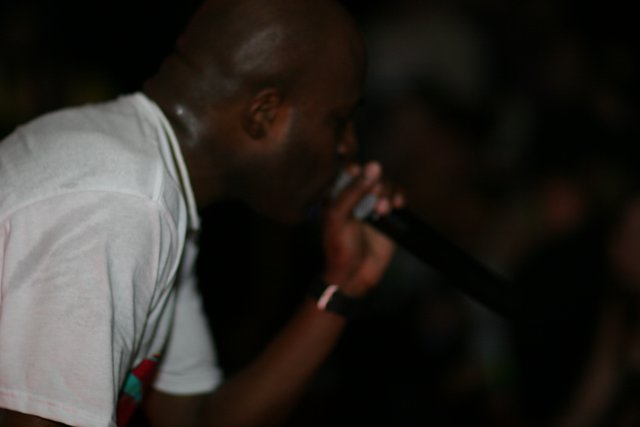 Man with Microphone at Night Club Concert