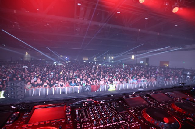 DJ Booth View Over Massive Wobbleland Festival Crowd