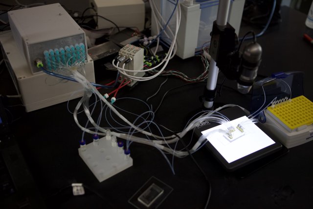 Electronics and Wires on Micro Bio Chip Table