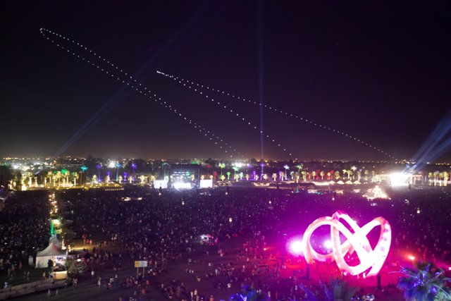 Urban Metropolis Concert Crowd Captured in Fiery Lights