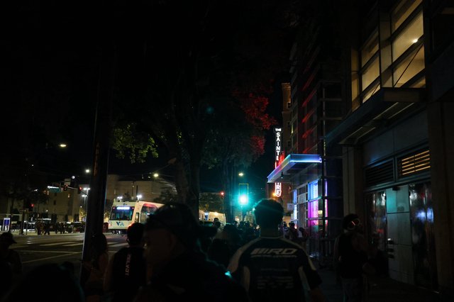 Night Crowd Outside The Sainte Hotel Downtown San Jose