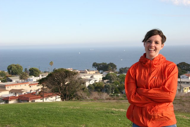 Smiling Woman Overlooking Coastal California Neighborhood