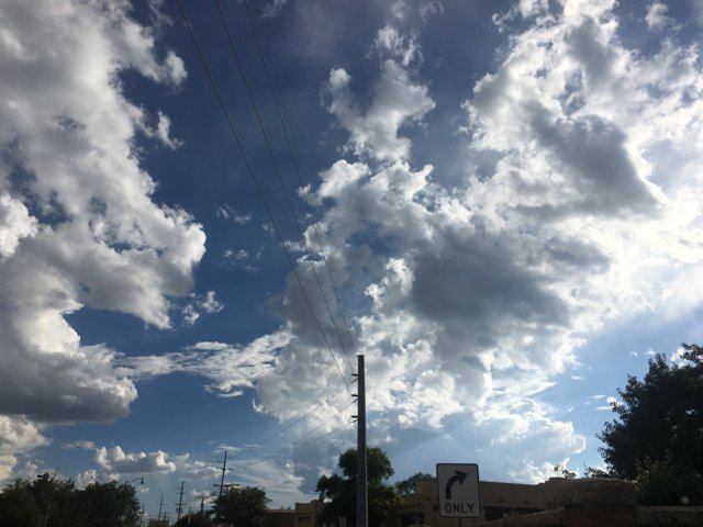 A Scenic View of the Sky from a Street Corner in Santa Fe, New Mexico