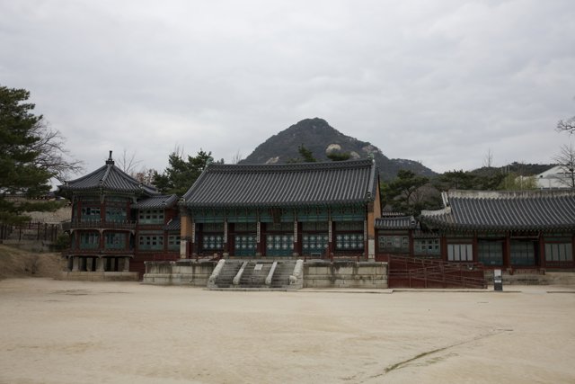 Majestic Temple Overlooking Korea's Mountain Landscape