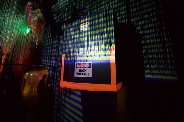 Digital Matrix Projection with High Voltage Warning Sign