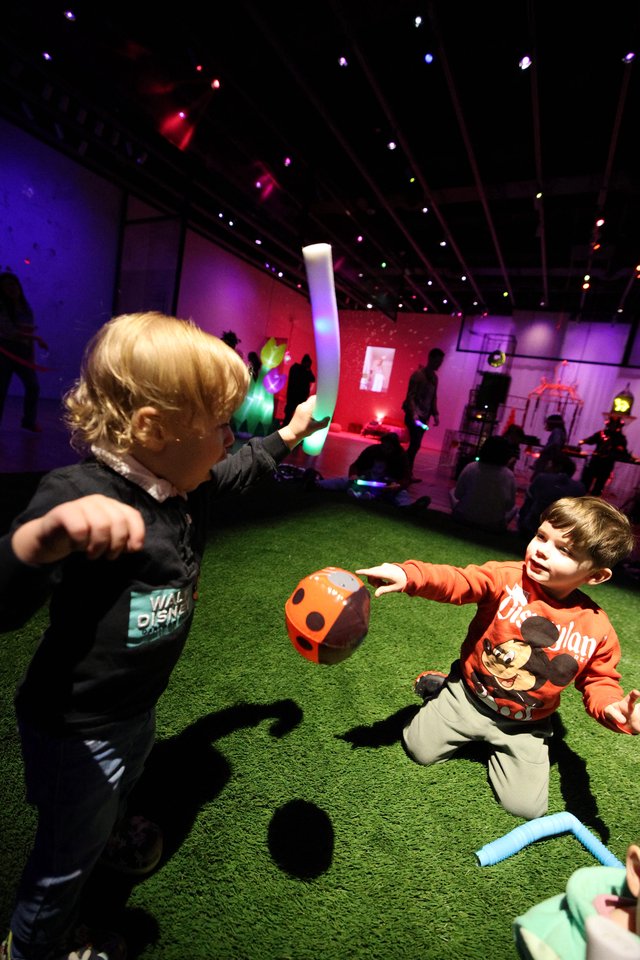 Children Playing Soccer at Baby Rave Interactive Art Exhibit