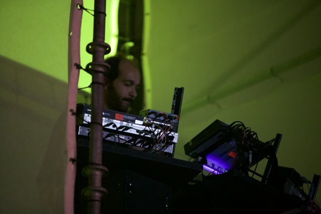 Étienne de Crécy spinning tunes in the Coachella tent