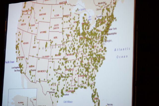 USA Map with Green Dots