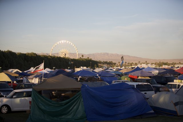 Tent Camping with a View of an Amusement Park