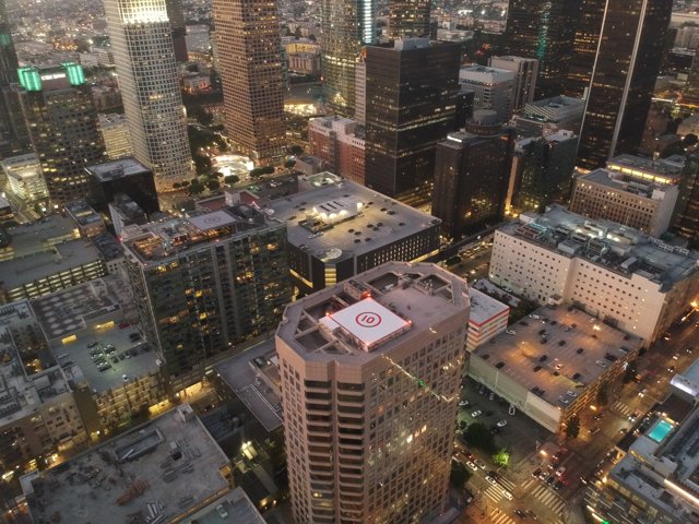 Aerial View of Downtown Los Angeles at Dusk