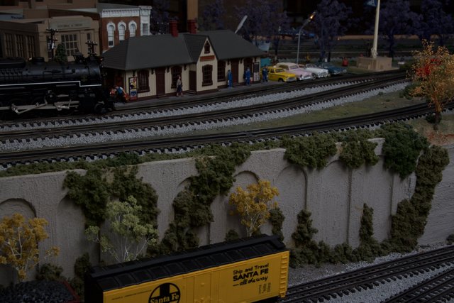 Train Station Diorama with Two Trains