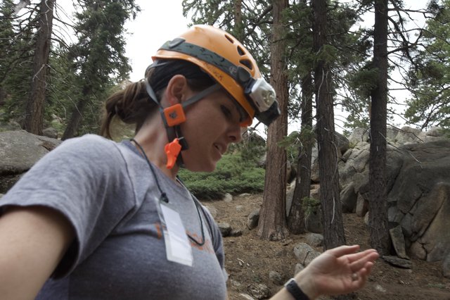 Rock Climber Penelope Prepares in Mountain Forest