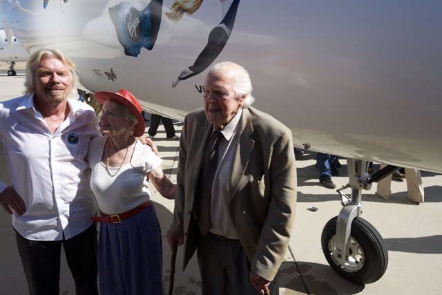 Richard Branson and a Companion at the White Knight Two Airfield