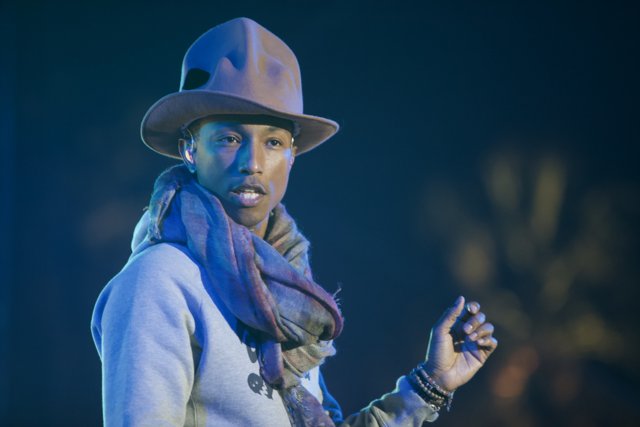 Pharrell Williams rocks a cowboy hat at the Grammys