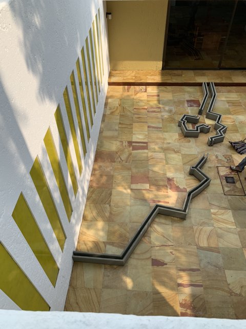 Courtyard with Striped Flooring