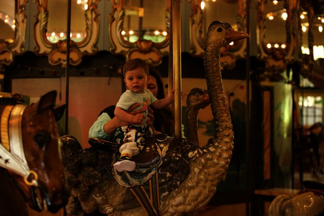A Magical Spin: Mother and Child Carousel Ride at SF Zoo