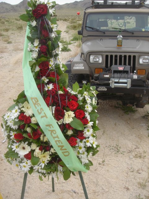 Desert Jeep with Floral Wreath