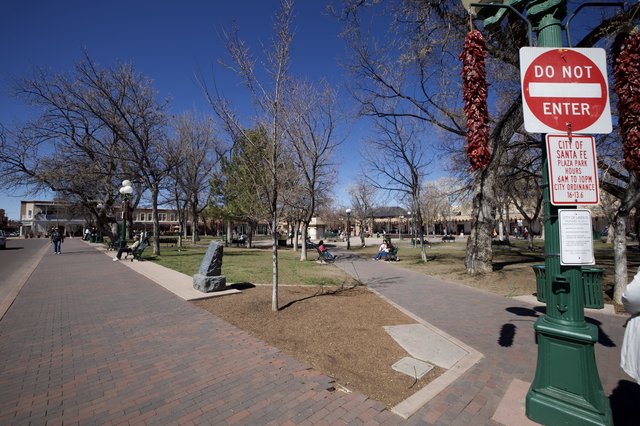 Santa Fe Plaza Park on a Clear Winter Day