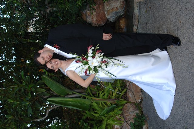 Penelope and Dave's Wedding Portrait in Garden Setting