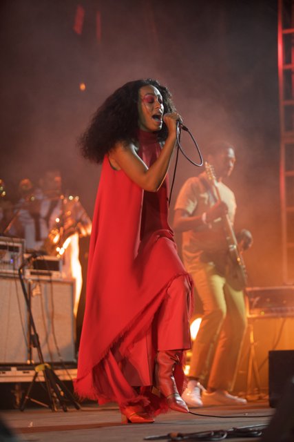 Solange Rocks the Crowd in Red