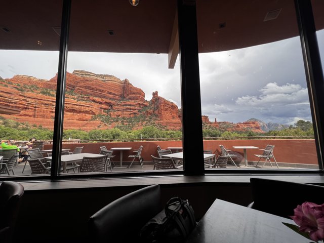 Red Rock Vista from a Rooftop Restaurant