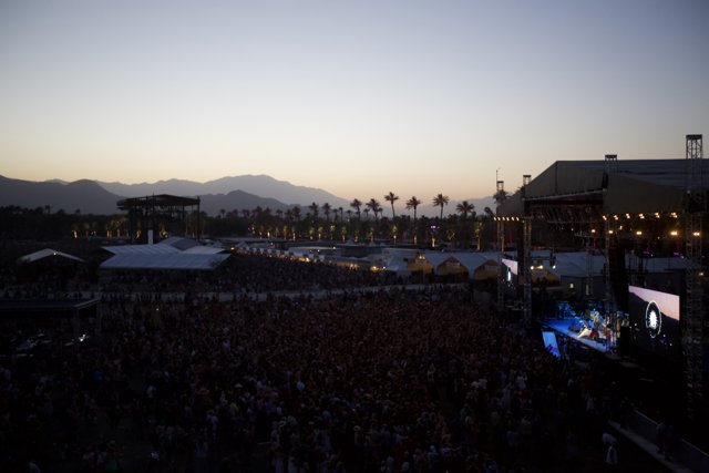 Coachella Concert-Goers Enjoying the Sunset