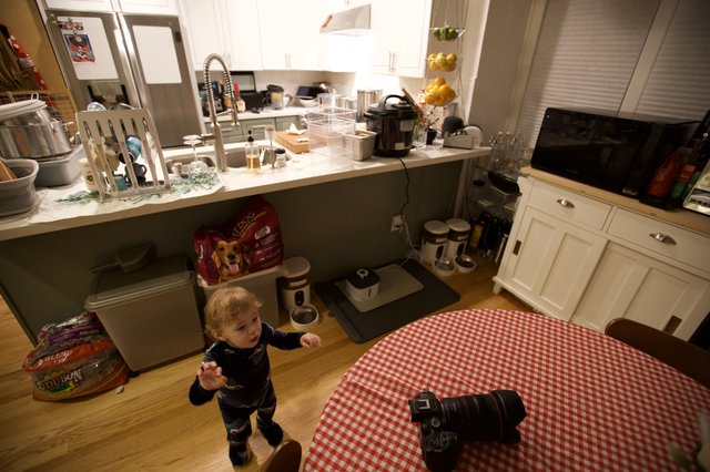 Toddler in Kitchen on Christmas Morning 2025
