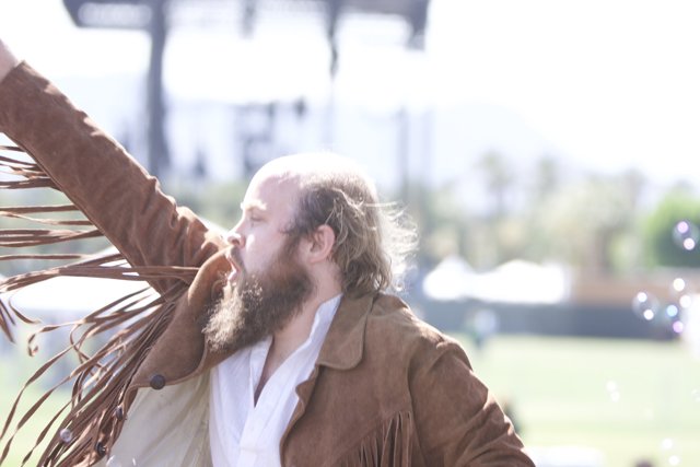 Bearded Man Embraces Festival Spirit at Coachella