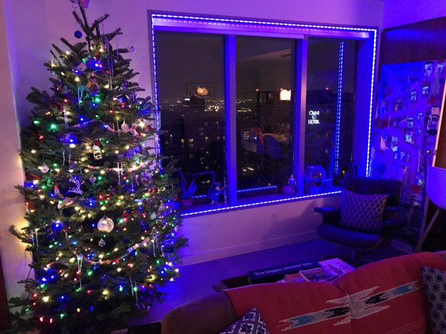Festive Living Room with a View