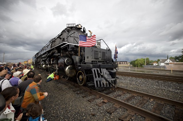 Union Pacific Big Boy Steam Locomotive with American Flags