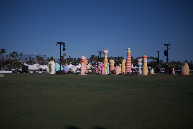 Colorful Totems in the Grass at Coachella