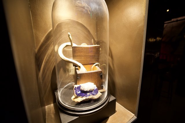 Open Padlock Display Under Glass Dome with Amethyst