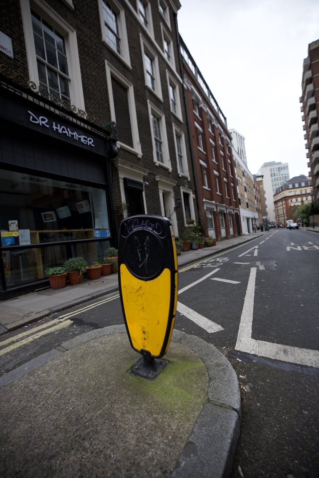 Urban Street Bollard on Quiet London Morning