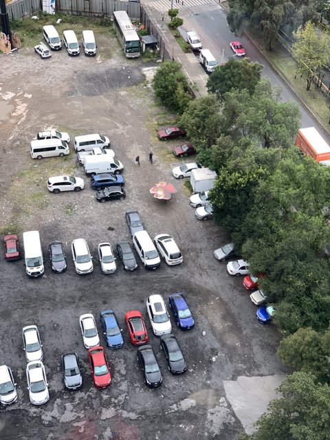 Overhead Snapshot of a Busy Parking Lot