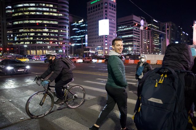Vibrant Urban Night Cycling