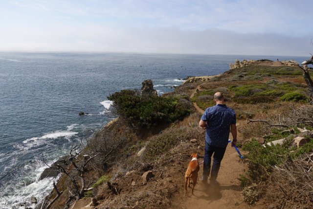 Walking Man and Hound on the Coastal Trail