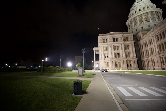 Nighttime view of Capitol building in Austin