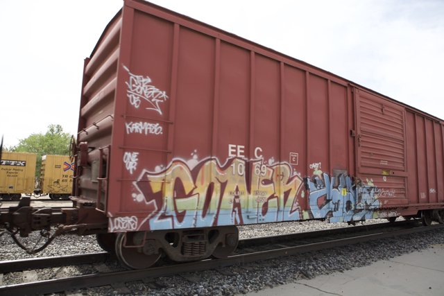 Graffiti Art on a Real Train Freight Car