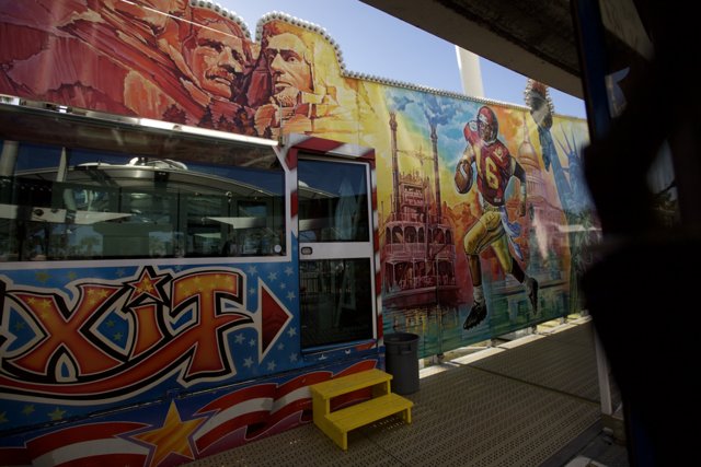 Football Player Mural on a Bus
