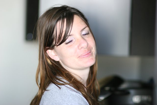 Candid Portrait of Woman with Eyes Closed