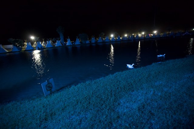 Illuminated Night Boats on the Lake