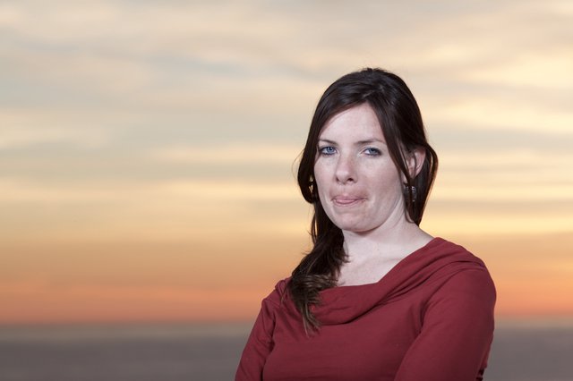 Woman in Red at Golden Hour Sunset