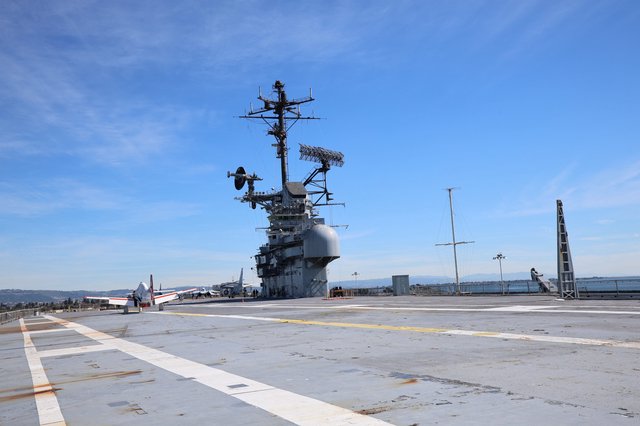 Flight Deck of Historic USS Hornet Aircraft Carrier