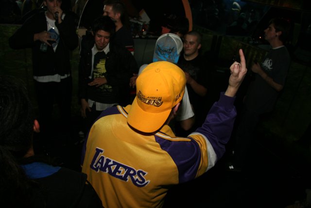 Lakers Fan in Headgear