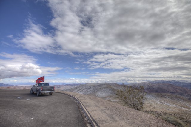 A Patriotic Pickup Truck On The Road