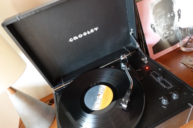 Vintage Crosley Turntable Playing Vinyl Record